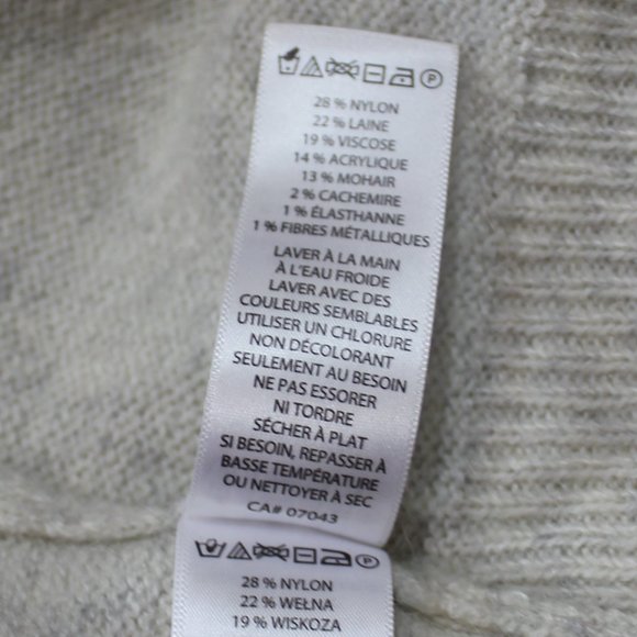 Artisan NY Fair Isle Neutral Knit Cashmere Wool Blend Sweater Top Gray size  XL - Picture 9 of 10